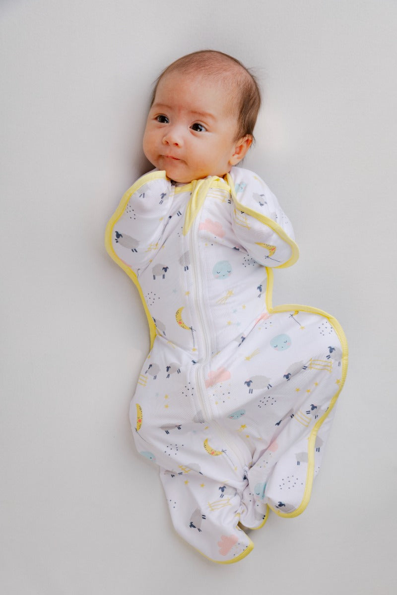 A, Apple Pie Bamboo Swaddle Wearable Blanket - Goodnight Sheep (3 Sizes)