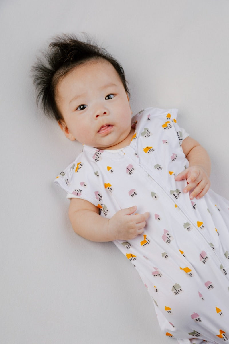 A, Apple Pie Bamboo Baby Sleep Sack - Tiny Houses (2 Sizes)