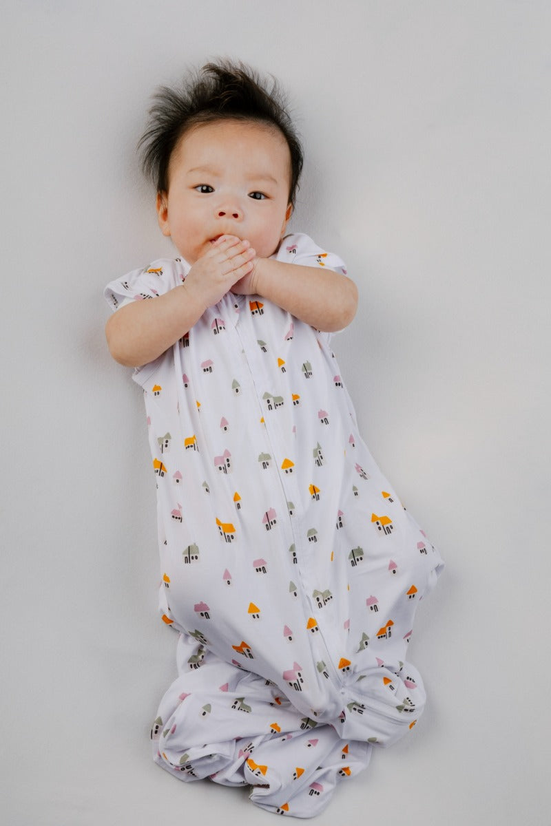 A, Apple Pie Bamboo Baby Sleep Sack - Tiny Houses (2 Sizes)
