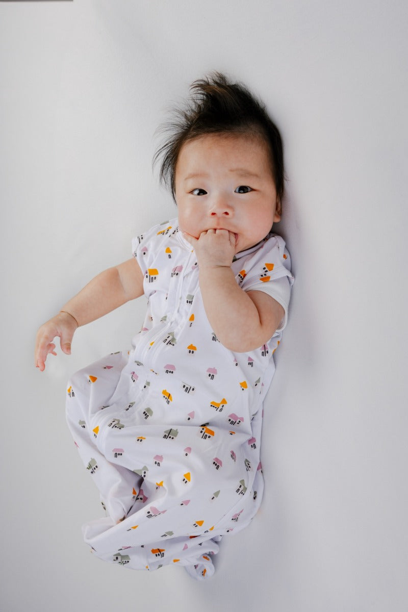 A, Apple Pie Bamboo Baby Sleep Sack - Tiny Houses (2 Sizes)