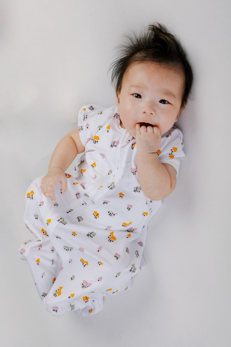 A, Apple Pie Bamboo Baby Sleep Sack - Tiny Houses (2 Sizes)