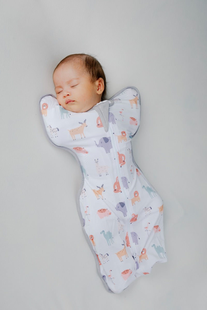 A, Apple Pie Bamboo Swaddle Wearable Blanket - Safari Slumber (3 Sizes)