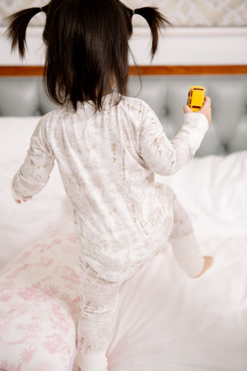 House of Holly Zip Sleepsuit - Fruit Toile Stone (3 Sizes)