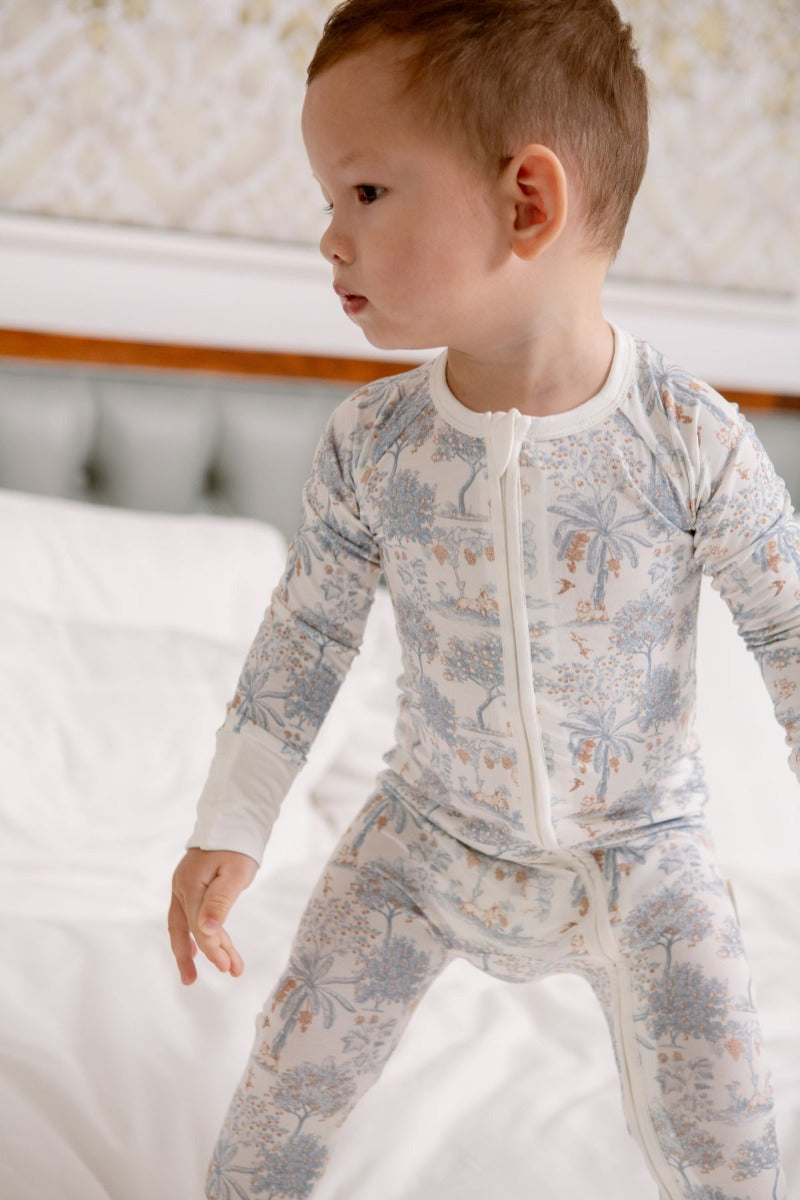 House of Holly Zip Sleepsuit - Fruit Toile Blue (3 Sizes)
