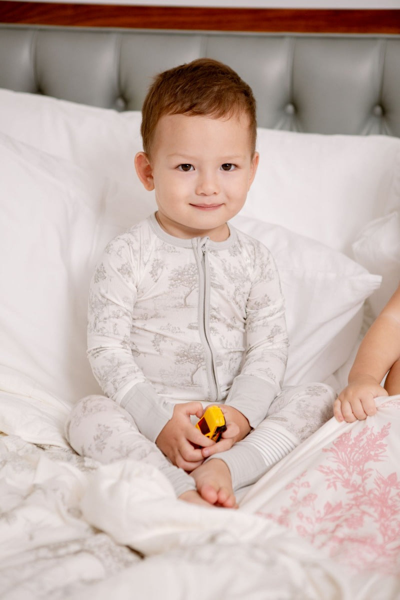 House of Holly Zip Sleepsuit - Garden Toile Silver (3 Sizes)