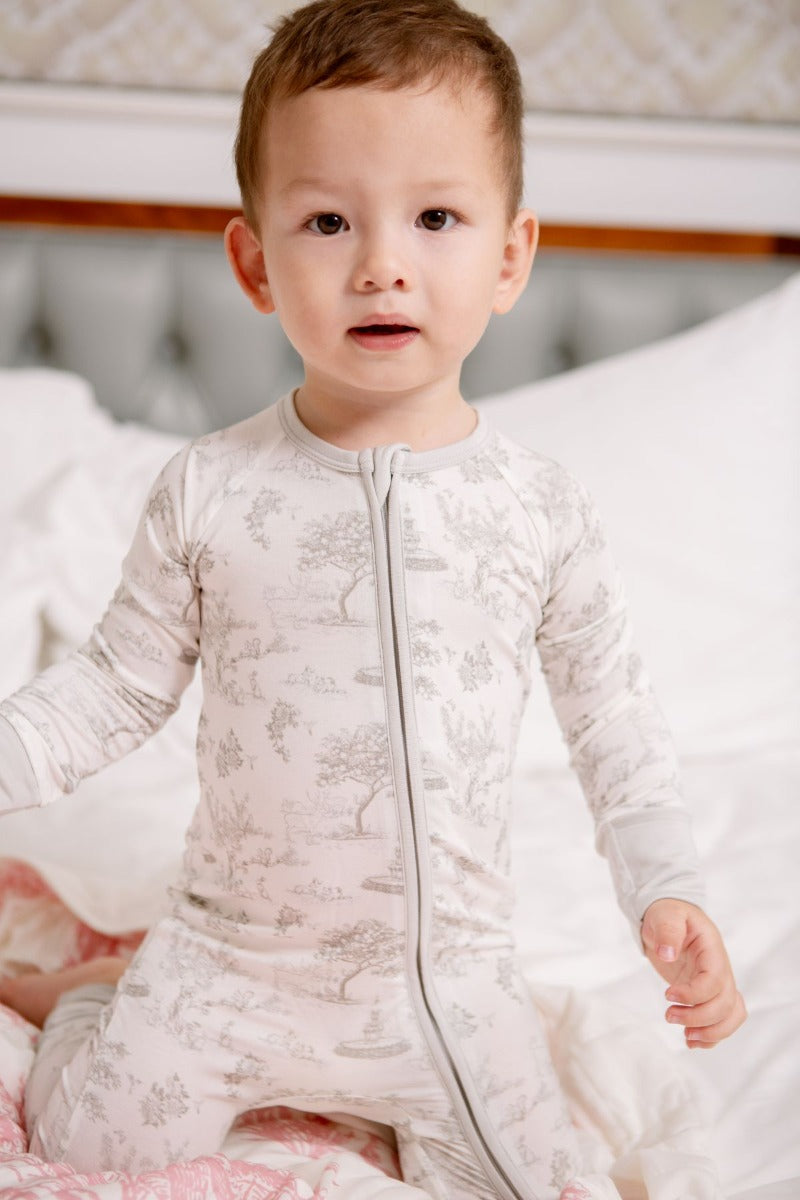 House of Holly Zip Sleepsuit - Garden Toile Silver (3 Sizes)