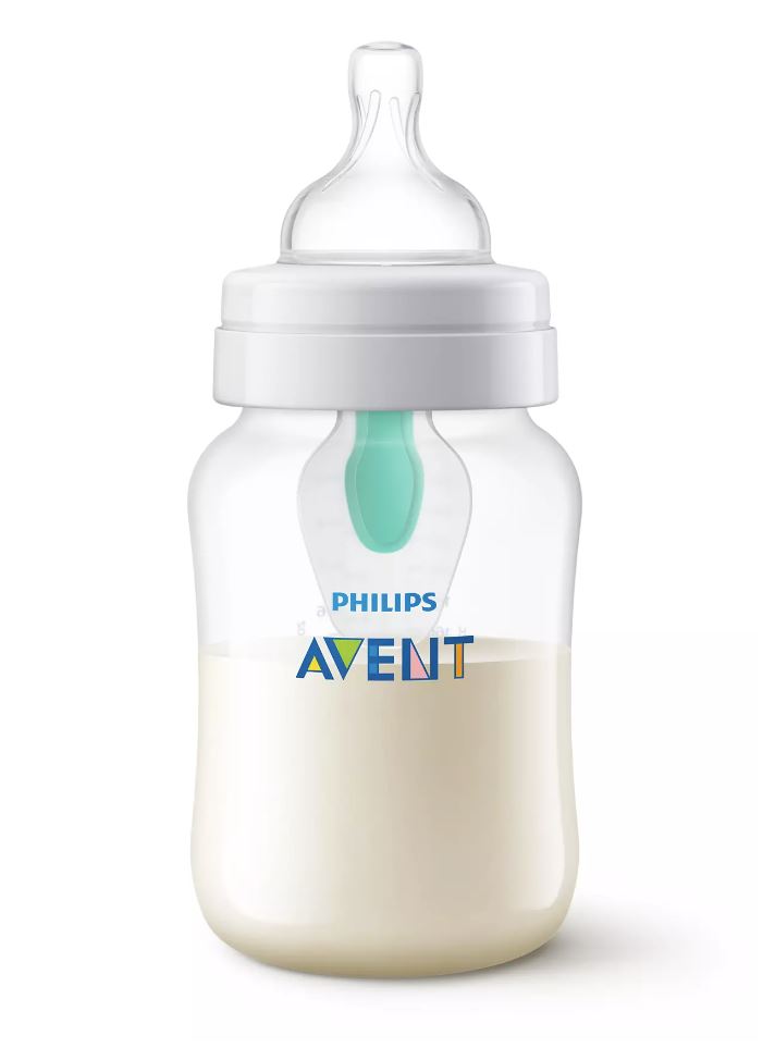 Philips Avent Anti-Colic Milk Baby Bottle with AirFree Vent, 9oz (1pk)