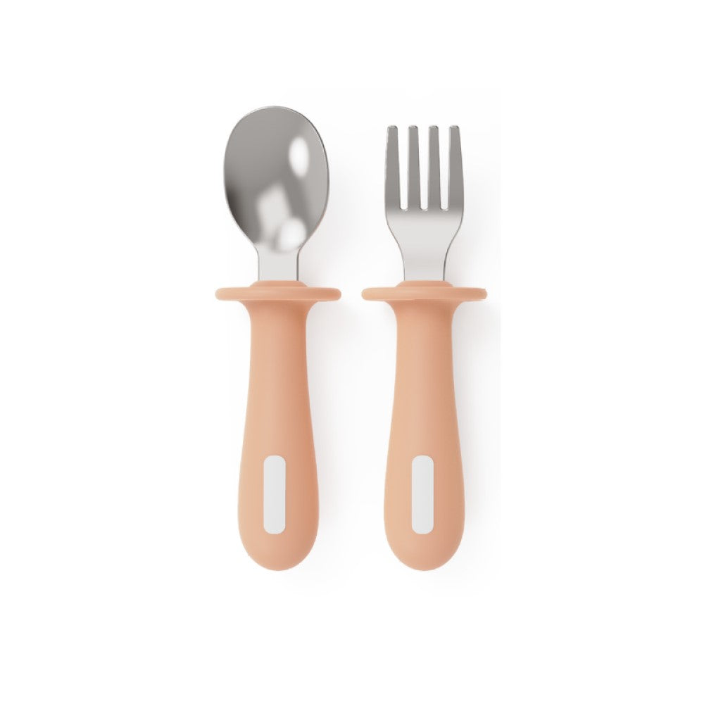 Biomom Self-Feeding Stainless Steel Fork and Spoon Set with Case (2 Colors)