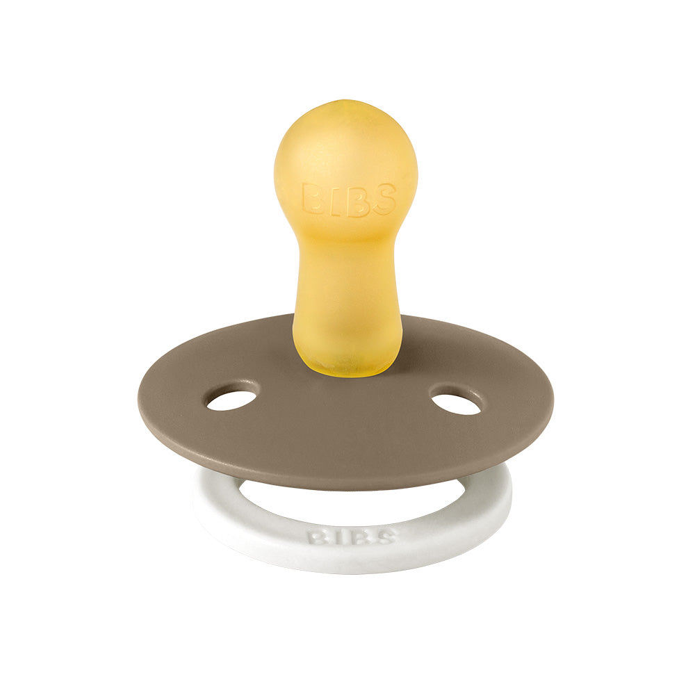 Bibs Glow in The Dark Round Pacifier (2pk) - Vanilla/Dark Oak (2 Sizes) - Made in Denmark/EU