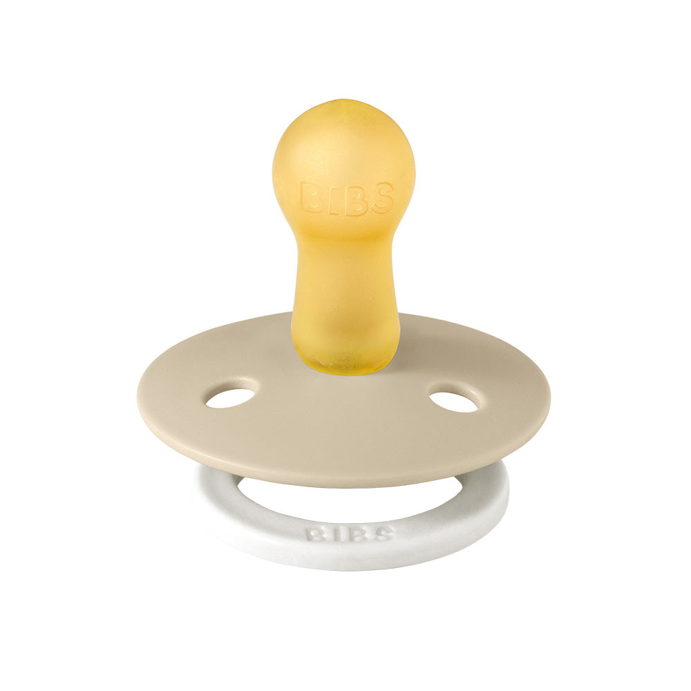 Bibs Glow in The Dark Round Pacifier (2pk) - Vanilla/Dark Oak (2 Sizes) - Made in Denmark/EU