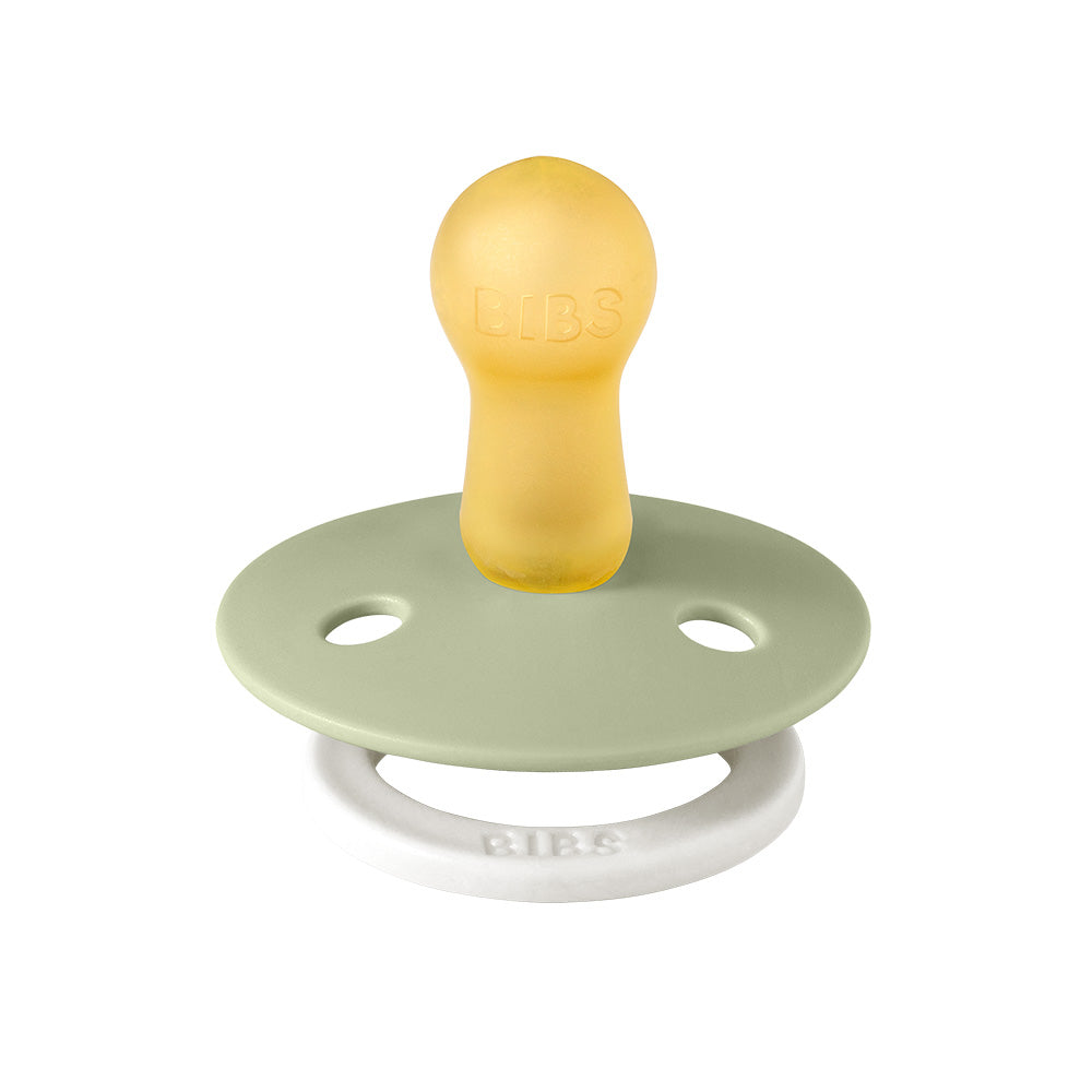 Bibs Glow in The Dark Round Pacifier (2pk) - Sage/Cloud (2 Sizes) - Made in Denmark/EU