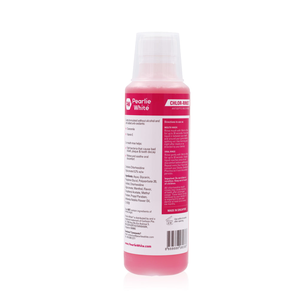 [3 Pack] Pearlie White Chlor-Rinse Antiseptic Alcohol-Free Mouth Rinse, 250ml - Exp 11/25