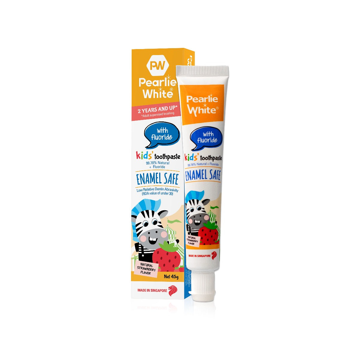 Pearlie White Enamel Safe Kids’ Fluoride Toothpaste (Strawberry) 45g - exp 02/27