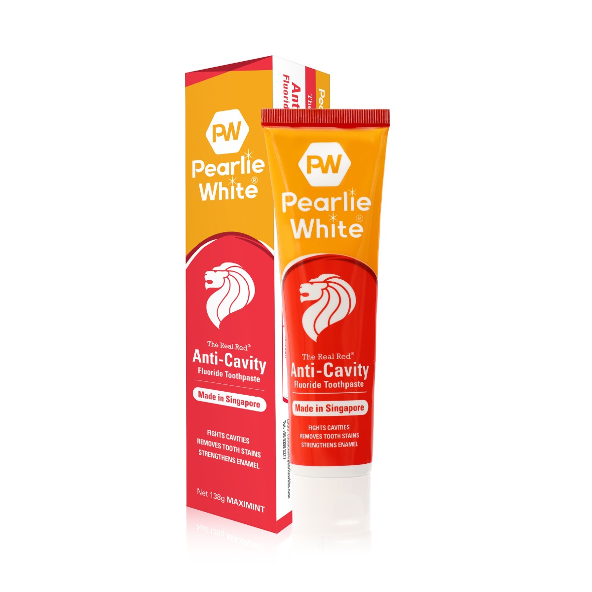 [3 Pack] Pearlie White The Real Red Anti-Cavity Fluoride Toothpaste, 138gm - Exp 11/27
