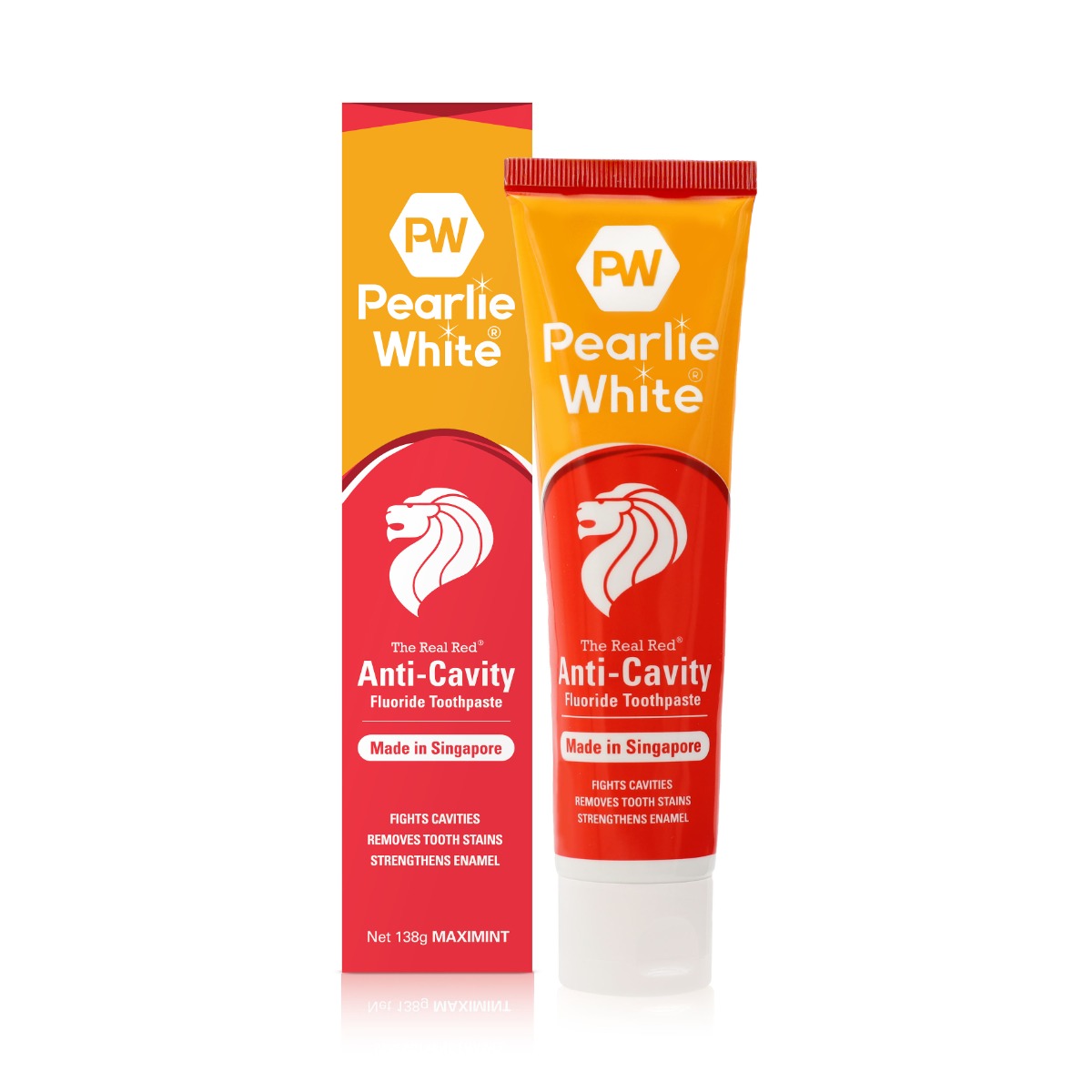 Pearlie White The Real Red Anti-Cavity Fluoride Toothpaste, 138gm - Exp 05/27