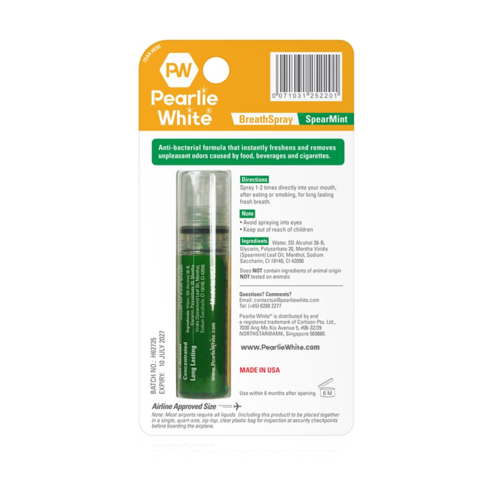 Pearlie White Breath Spray Instant Breath Freshening Sprays (3 x 8.5ml) - Spearmint - Exp 03/28