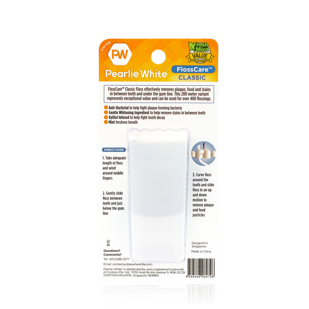 Pearlie White FlossCare Classic Waxed Mint Floss (200m) - exp 11/27