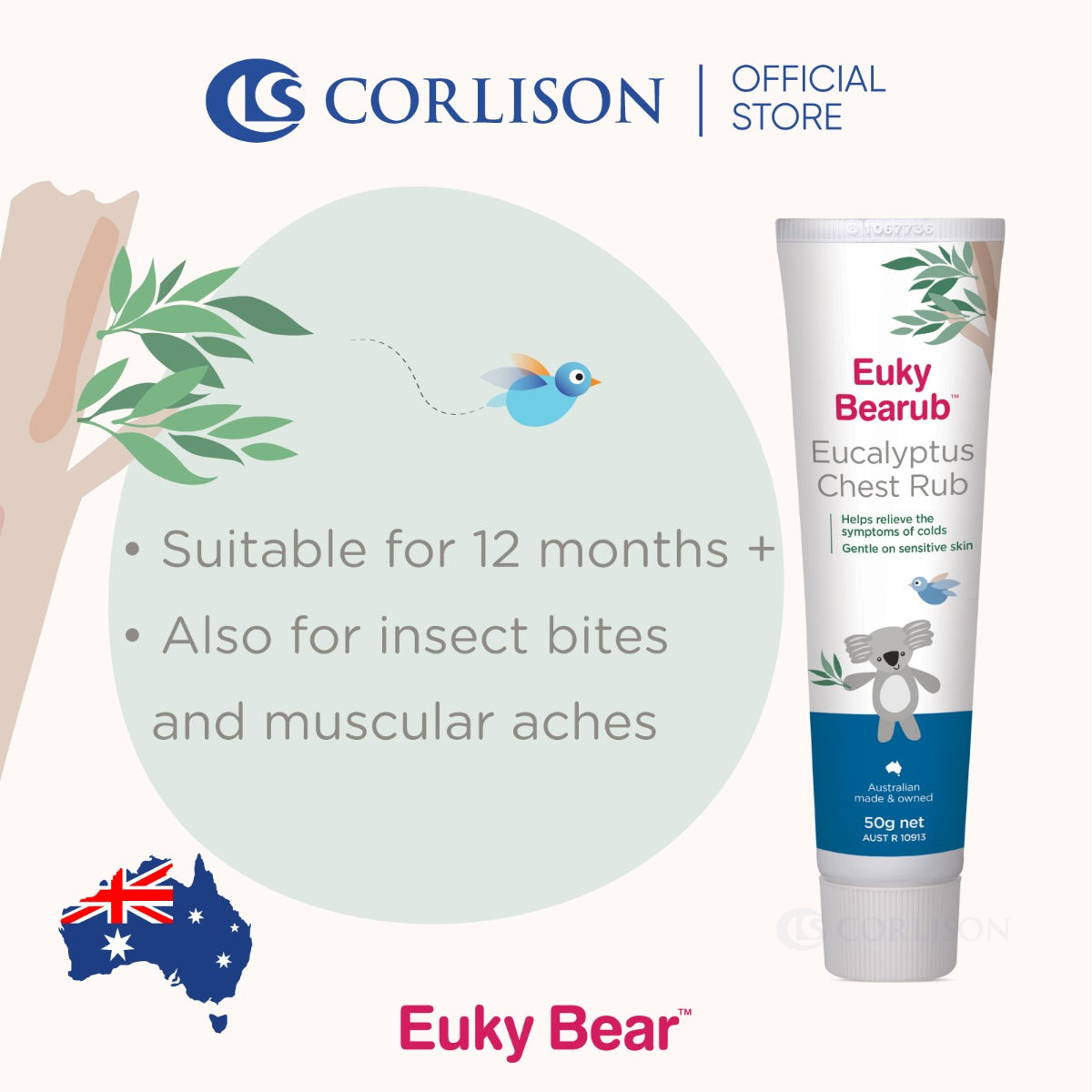 Euky Bearub Eucalyptus Chest Rub (50g) - exp 05/27