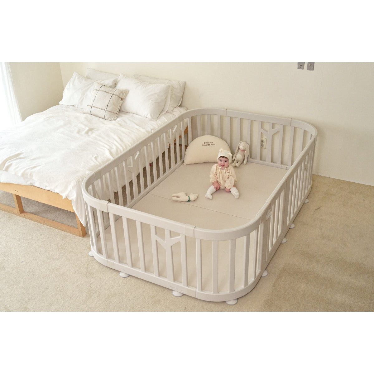 IFAM Birch Round Baby Play Yard w/ Door Set, 10pcs (211 x 139.5 cm) - 2 Colors