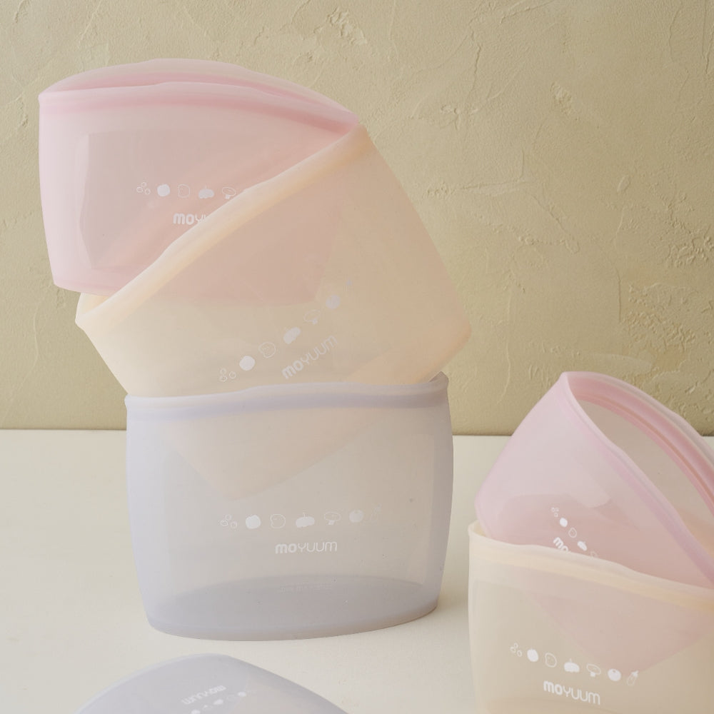 Moyuum Standing Silicone Zipper Bag, Set of 3 (3 Colors)
