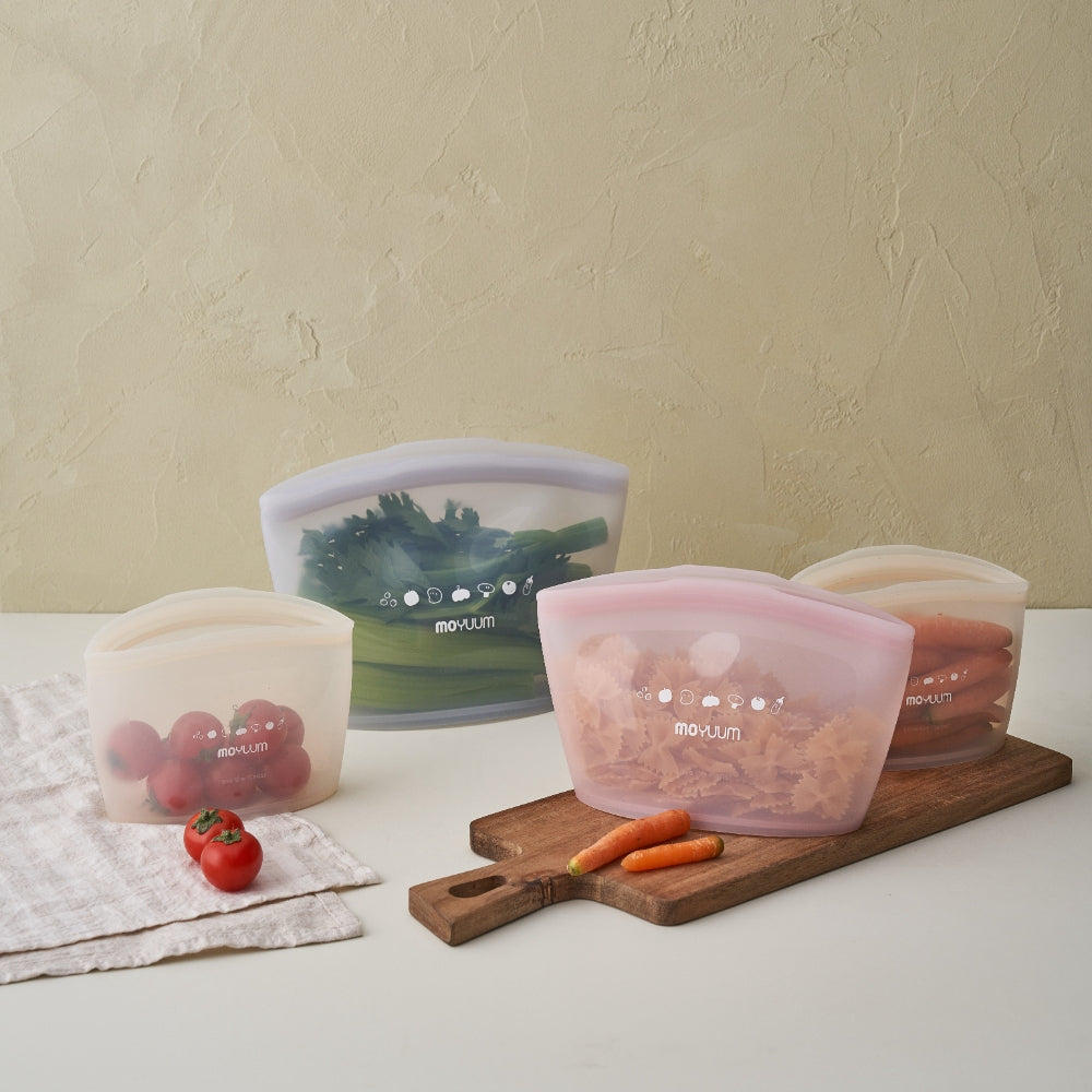 Moyuum Standing Silicone Zipper Bag, Set of 3 (3 Colors)