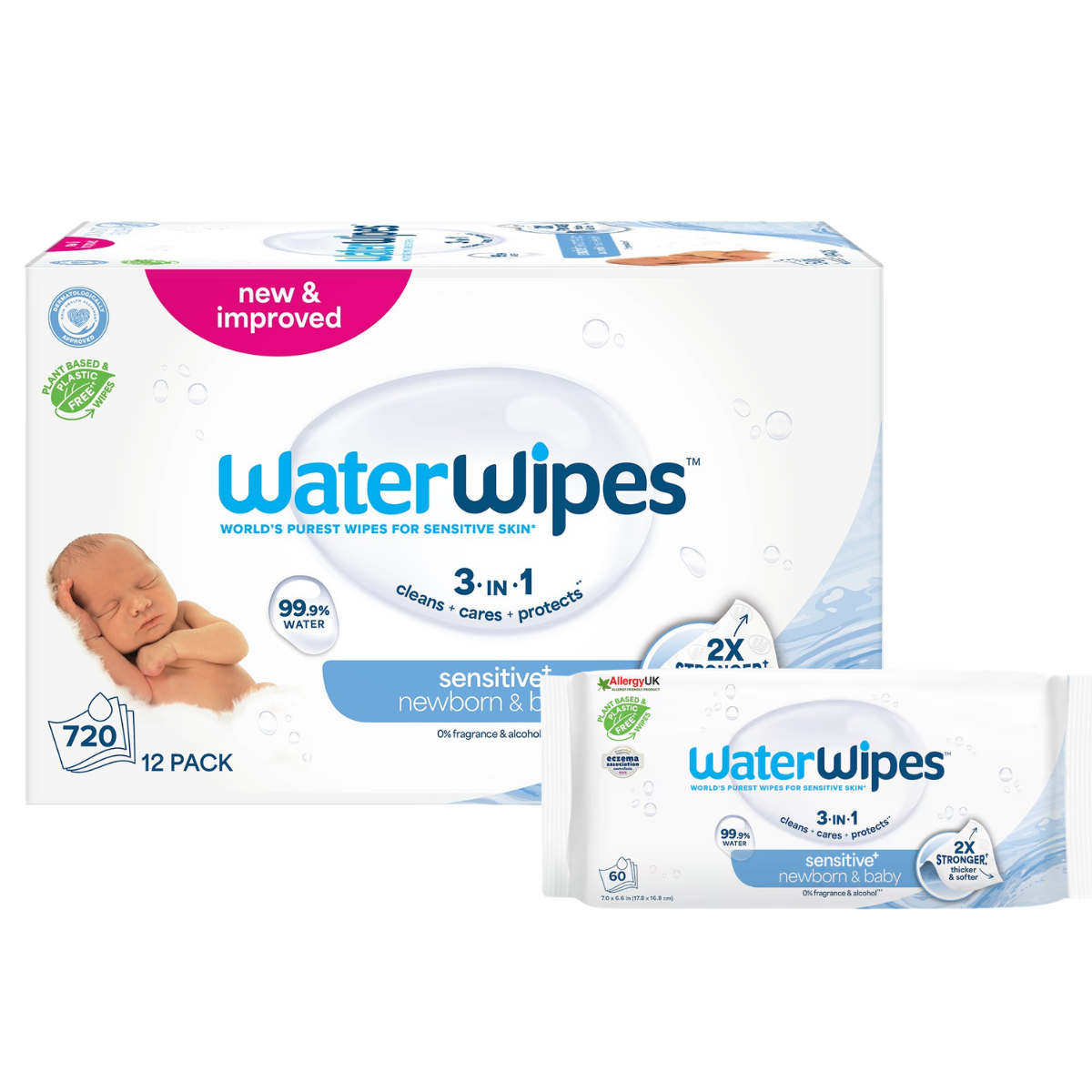 WaterWipes 99.9% Water Baby Wipes (12 pack x 60 wipes=720 wipes) - Exp 10/27