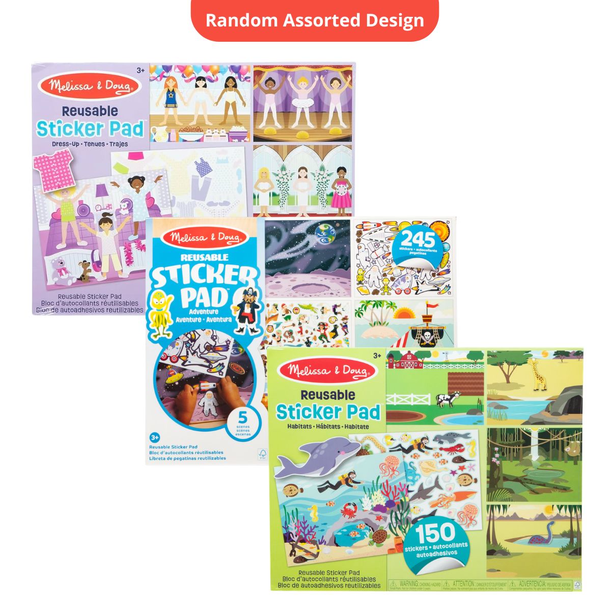 Melissa & Doug Reusable Sticker Pad, 1 Pad (Assorted Design)