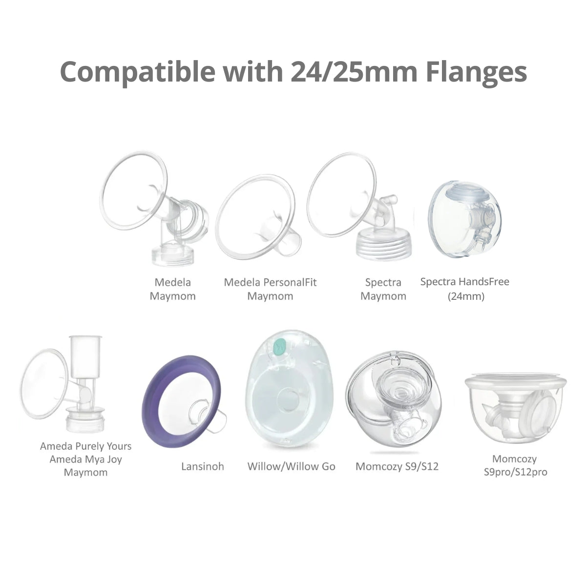 Maymom Silicone Flange Inserts for Medela & Spectra 24mm Breastshield (Long Plus), 2pc (8 Sizes) - Pupsik Singapore