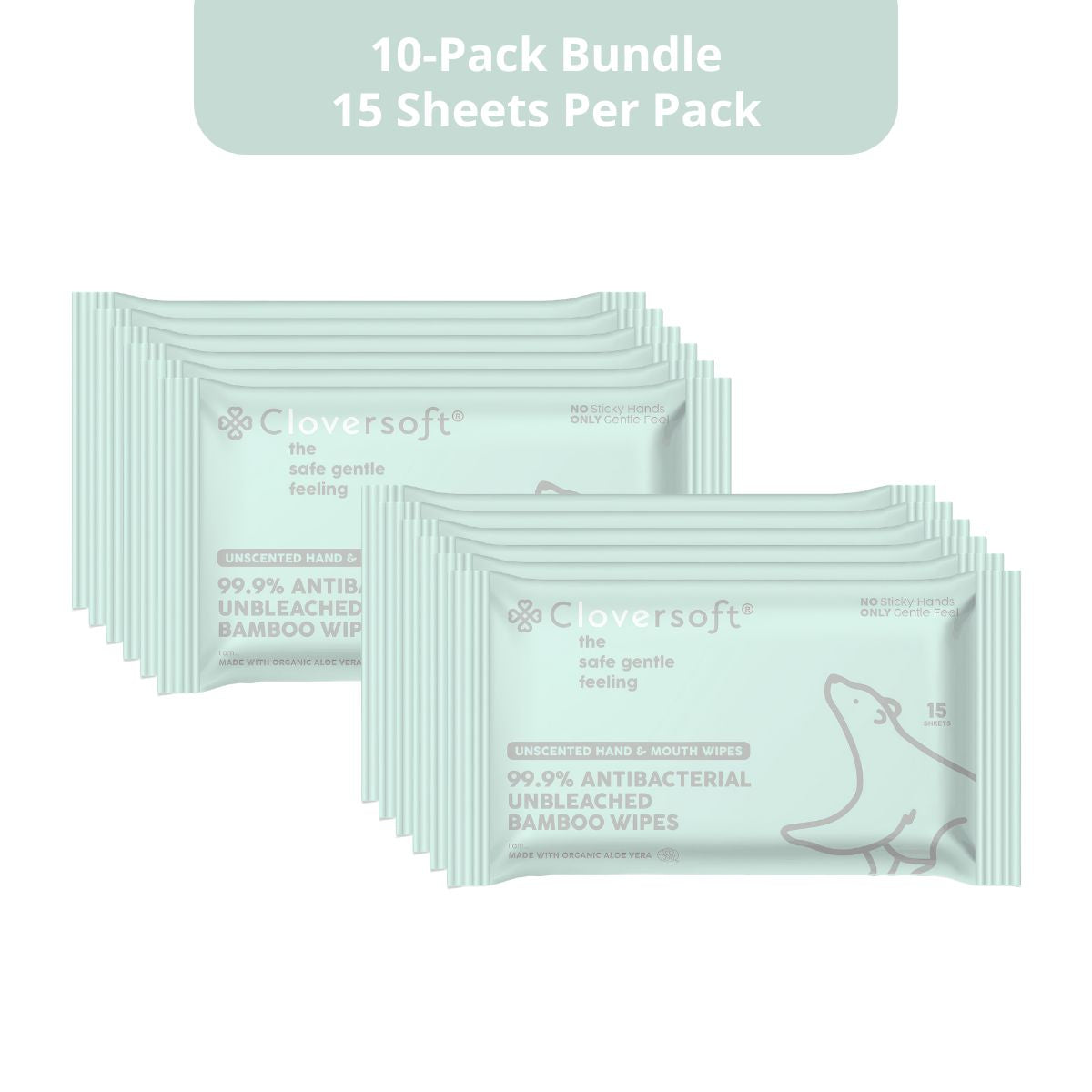 Cloversoft Plant-Based Unbleached Bamboo Organic Antibacterial Wipes (10x15=150 sheets) - Exp 05/28