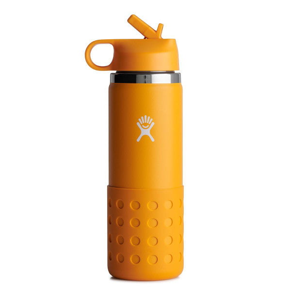 Hydro Flask Kids Wide Mouth Straw Lid Perforated Boot Insulated Water Bottle, 20oz