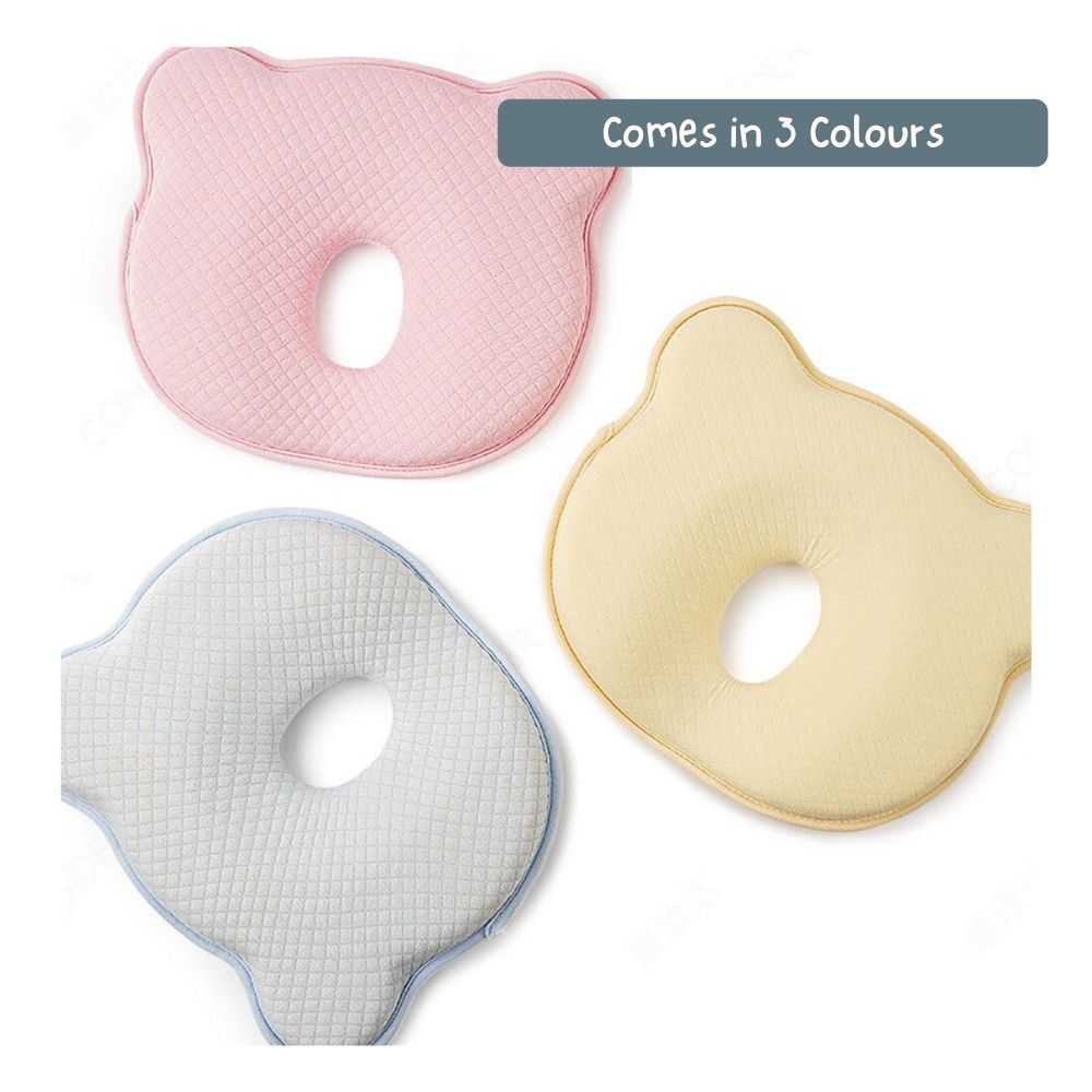 MPJ Bear Memory Foam Baby Flat Head Pillow w/ Removable Cover (3 Colours) - Pupsik Singapore