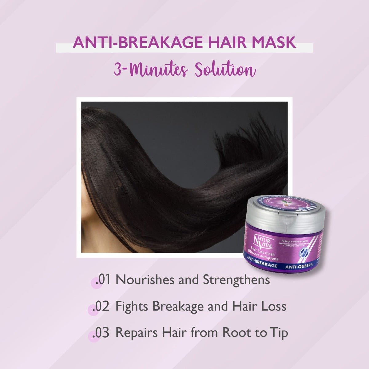 NaturVital Anti-Breakage Hair Loss Mask for Women, 300ml (Exp 04/28)