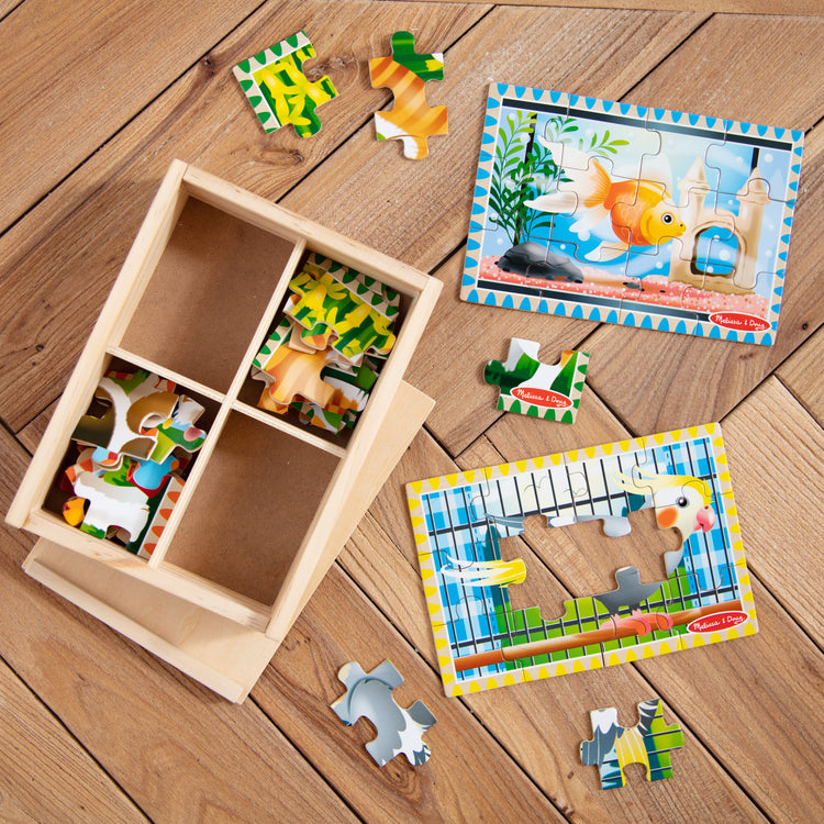 Melissa & Doug Jigsaw Puzzles in a Box, 4 x 12pcs (4 Designs) - Pupsik Singapore