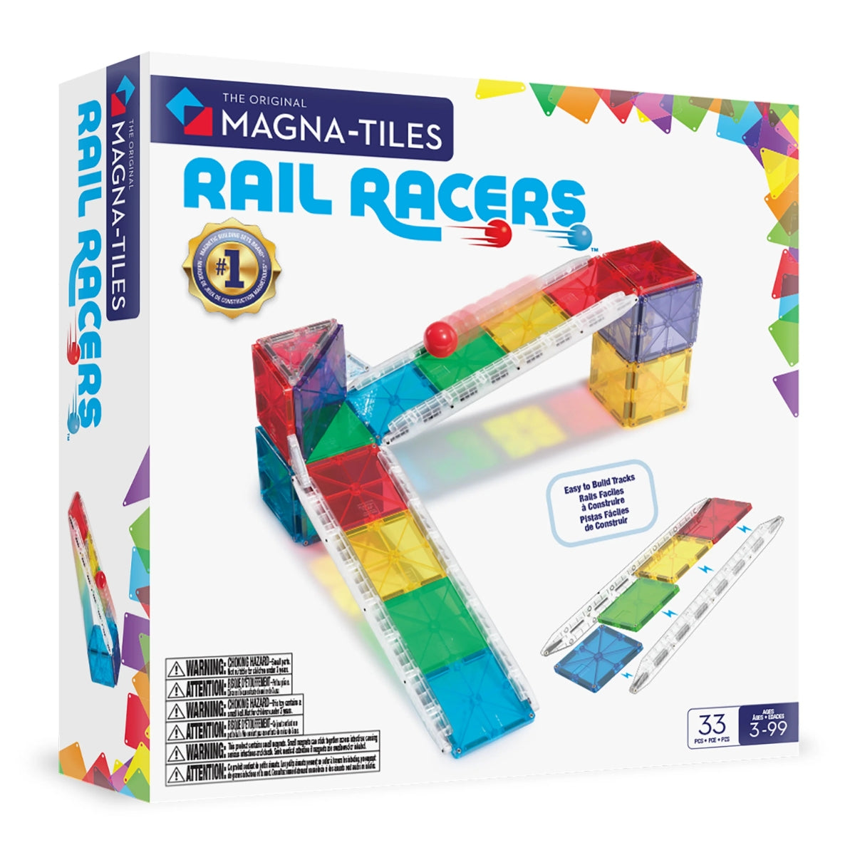 Magna-Tiles Rail Racers (33/90 Piece Set)