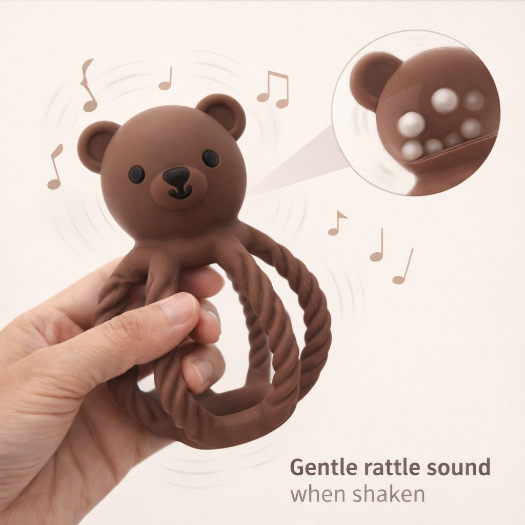 Biomom Bear Rattle Teether Toy