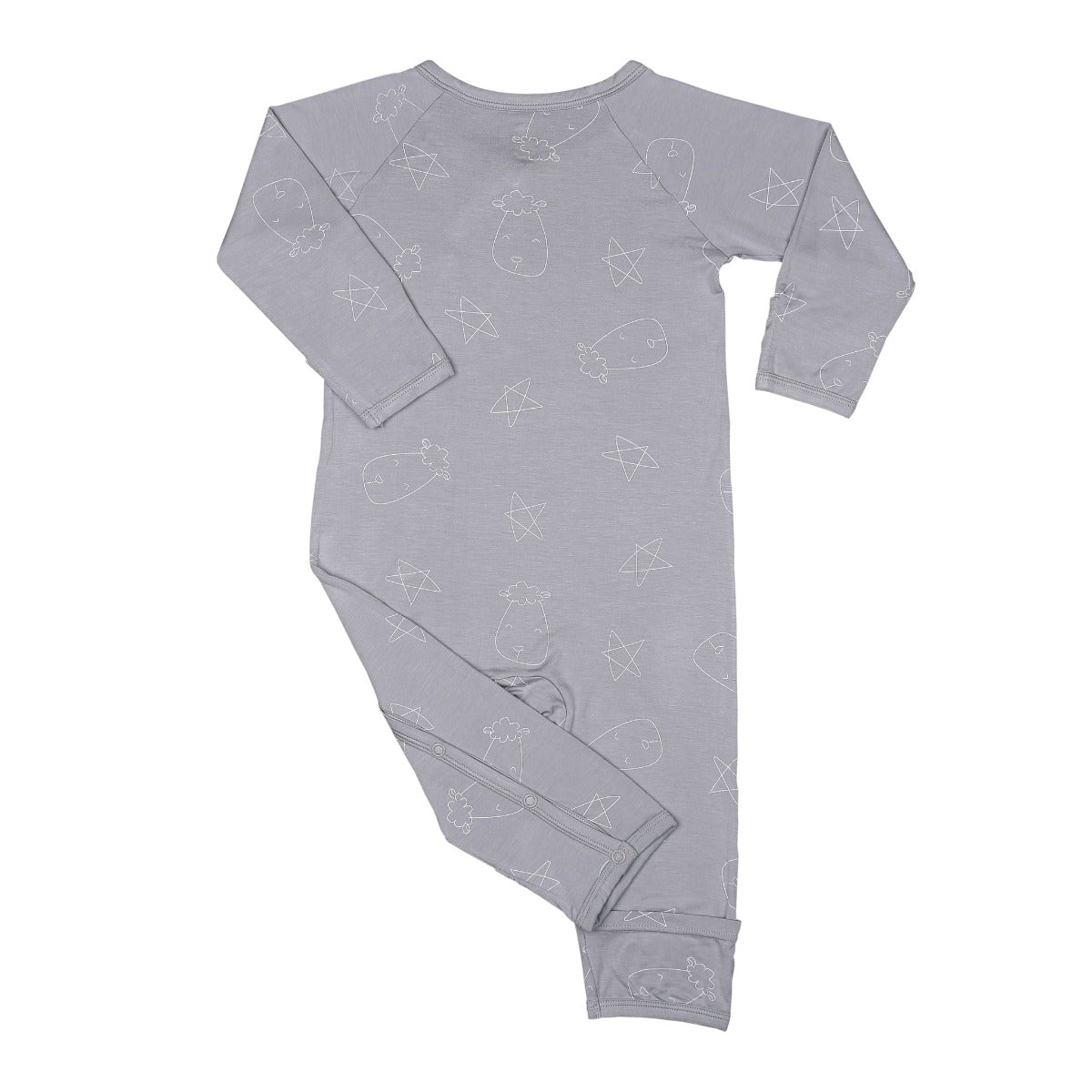 Baa Baa Sheepz Baby Side Snap Romper - Cute Big Star & Head Grey (4 Sizes)