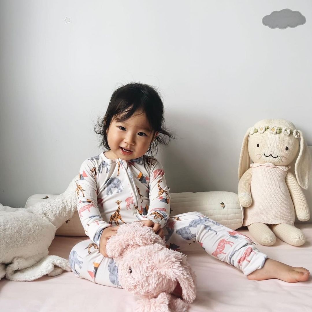 A, Apple Pie Bamboo Baby Zip Long Sleeve Romper - Safari