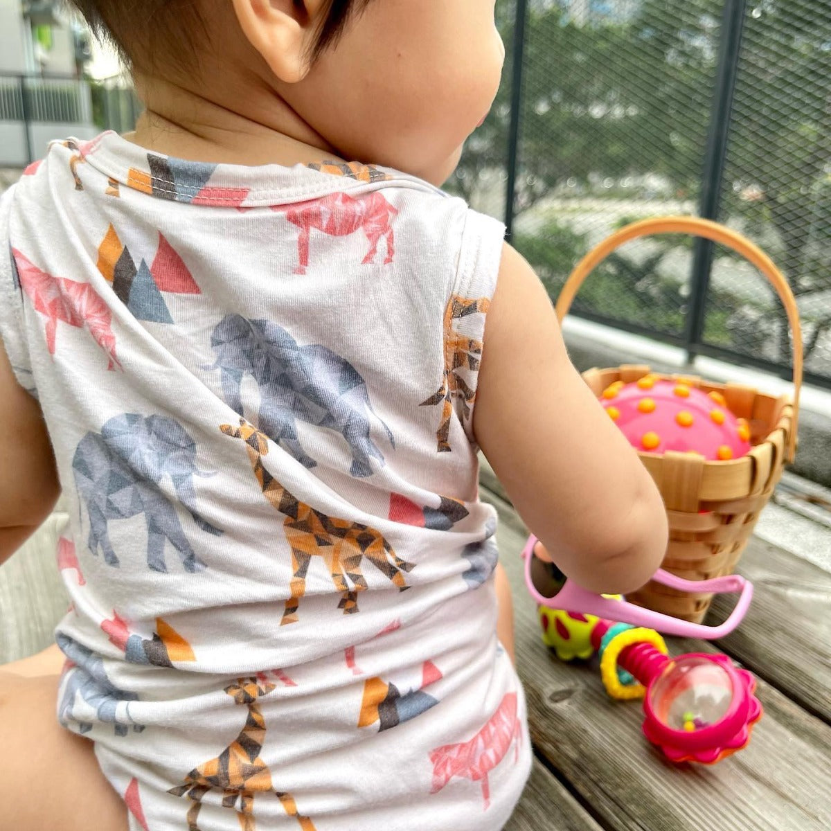 A, Apple Pie Bamboo Baby Sleeveless Tank Onesie - Safari (4 Sizes)