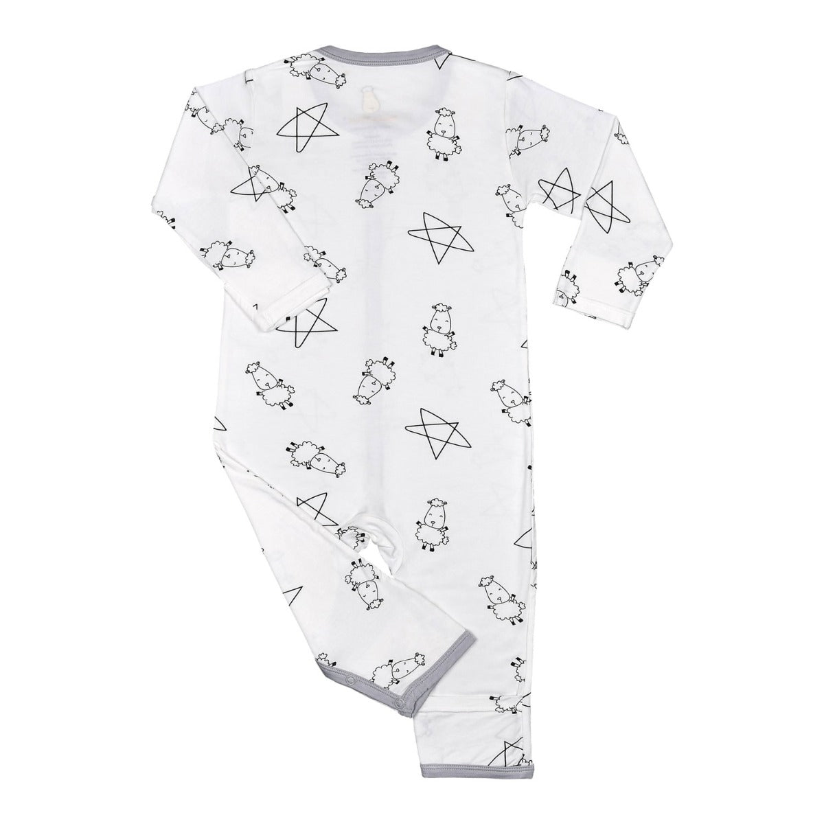 Baa Baa Sheepz Baby Middle Snap Romper - Cute Big Star and Sheepz White
