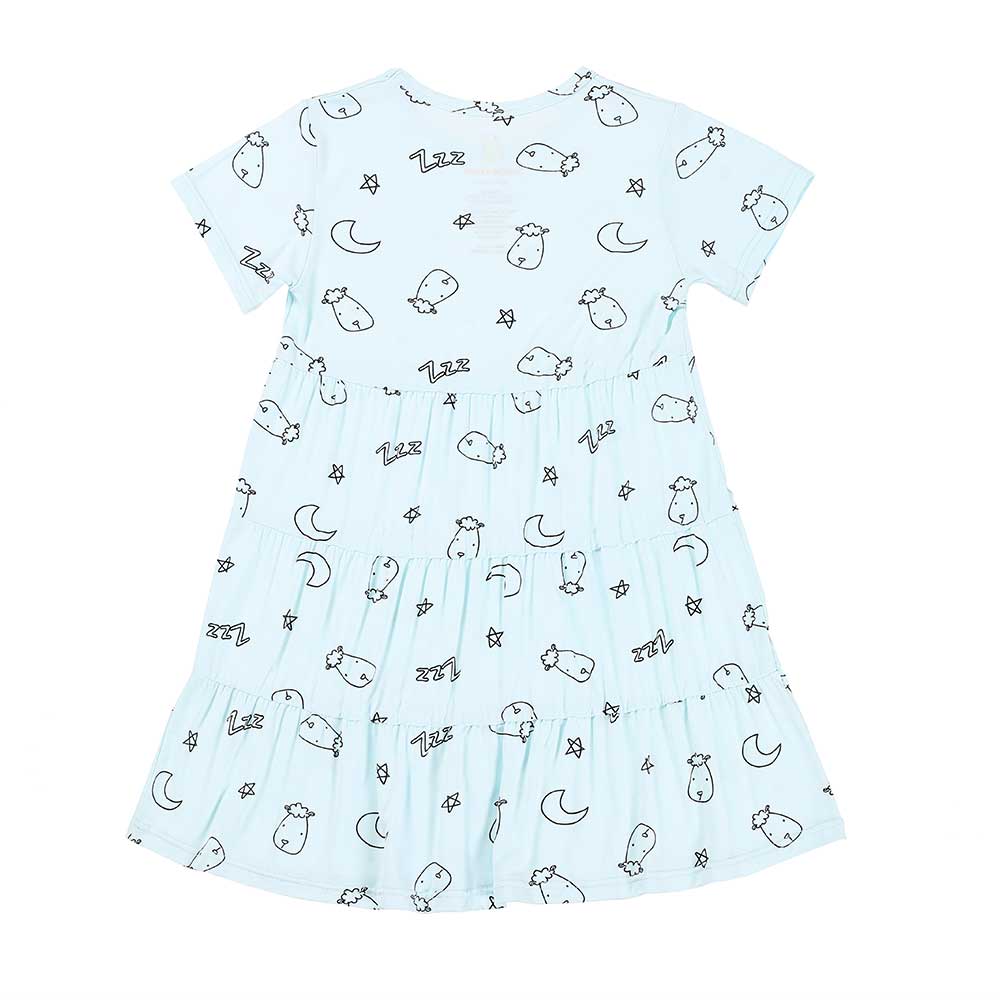 Baa Baa Sheepz Short Sleeve Tiered Dress - Sweet Dreams Baa Baa Blue
