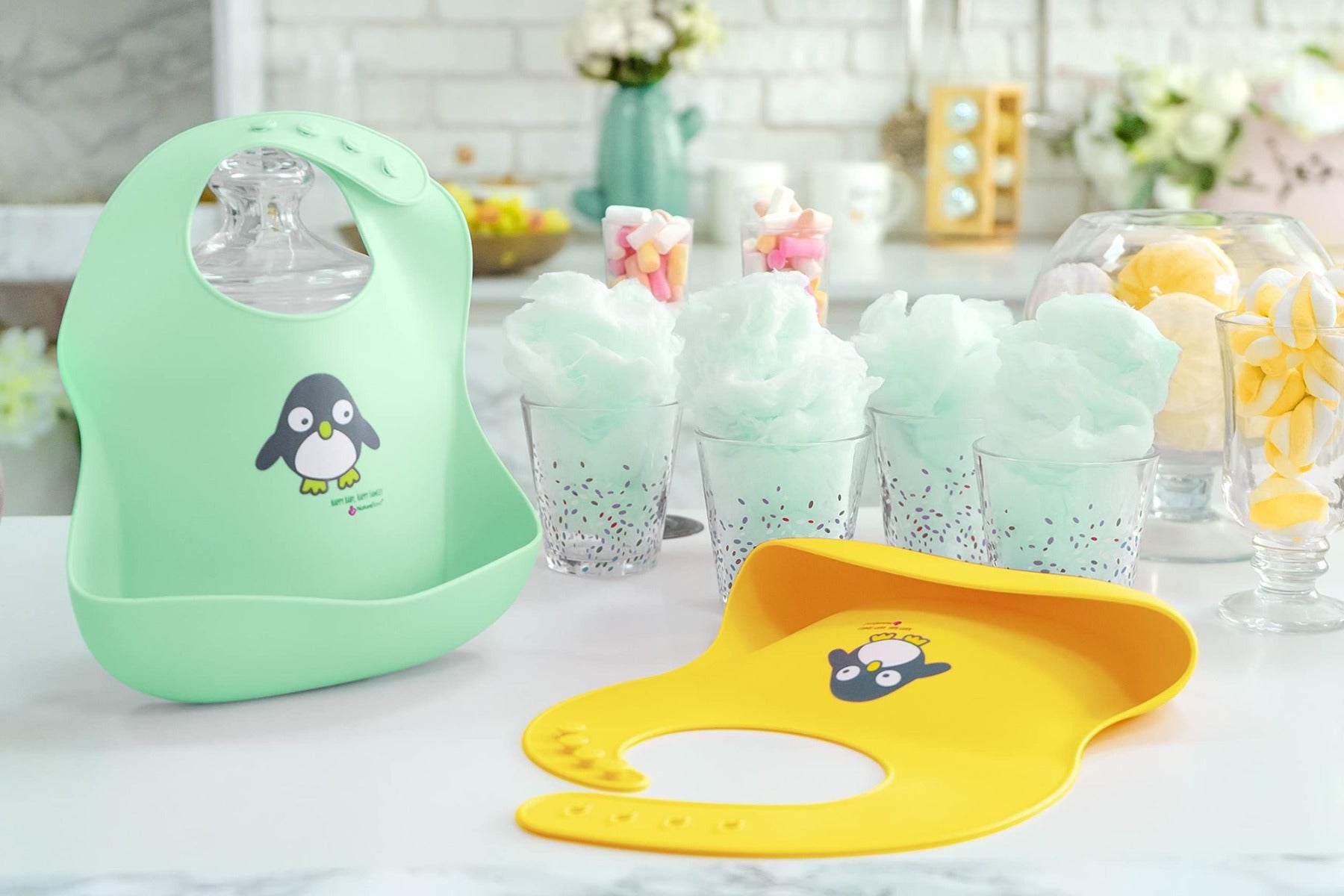 NatureBond Waterproof Silicone Baby Bib, 2pk (2 Colours) - Pupsik Singapore
