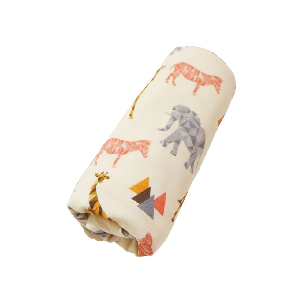 A, Apple Pie Bamboo Baby Hat & Swaddle Set - Safari