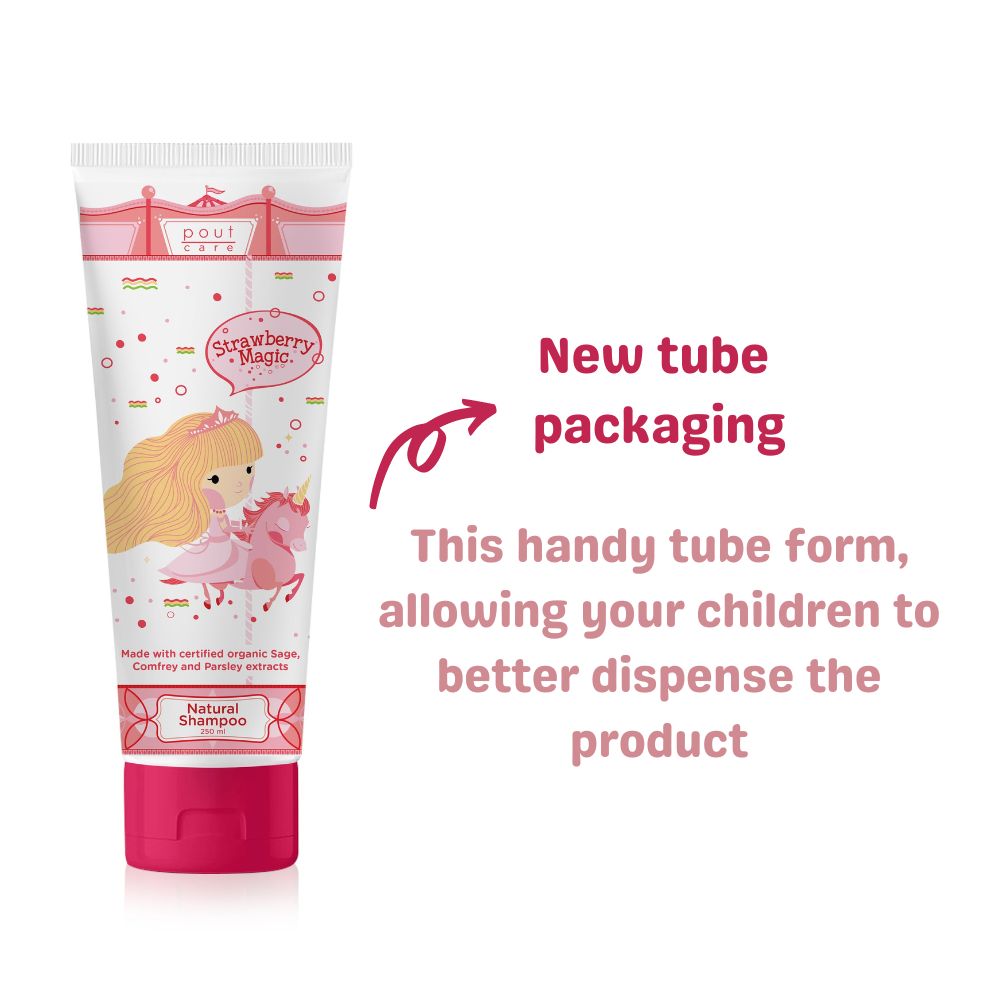 pout Care Strawberry Magic Natural Shampoo, 250ml (exp 12/27)