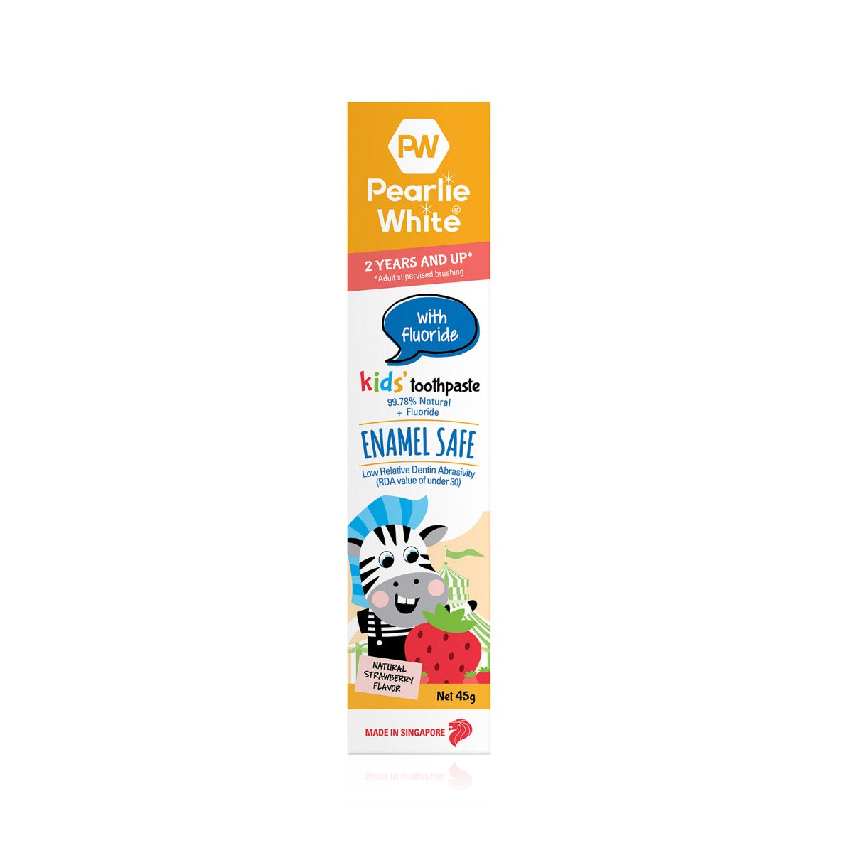 [3 Pack] Pearlie White Enamel Safe Kids’ Fluoride Toothpaste (Strawberry), 45g - exp 02/27