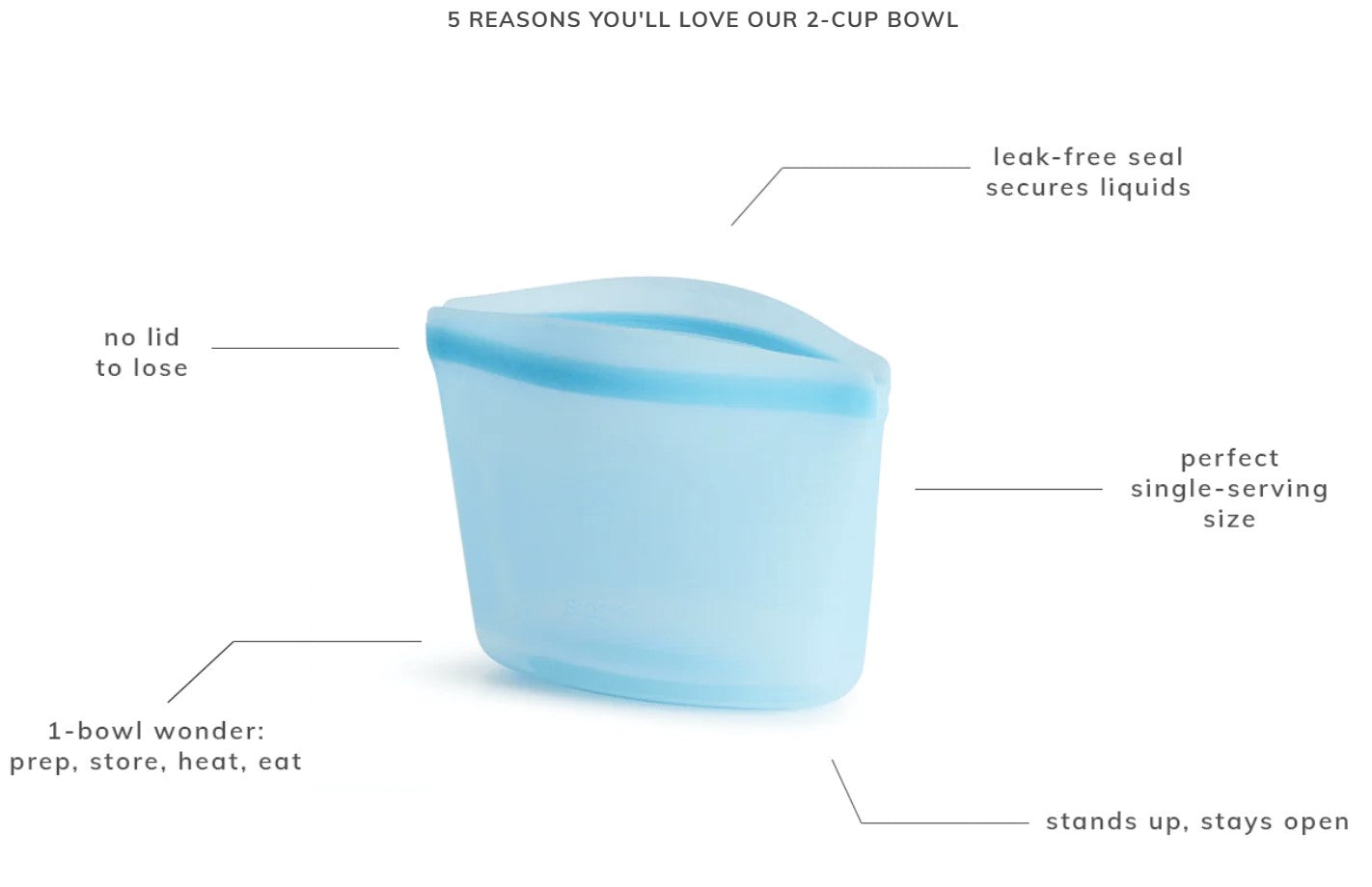 Stasher Reusable Silicone 2-Cup Bowl, 16 fl oz - Clear