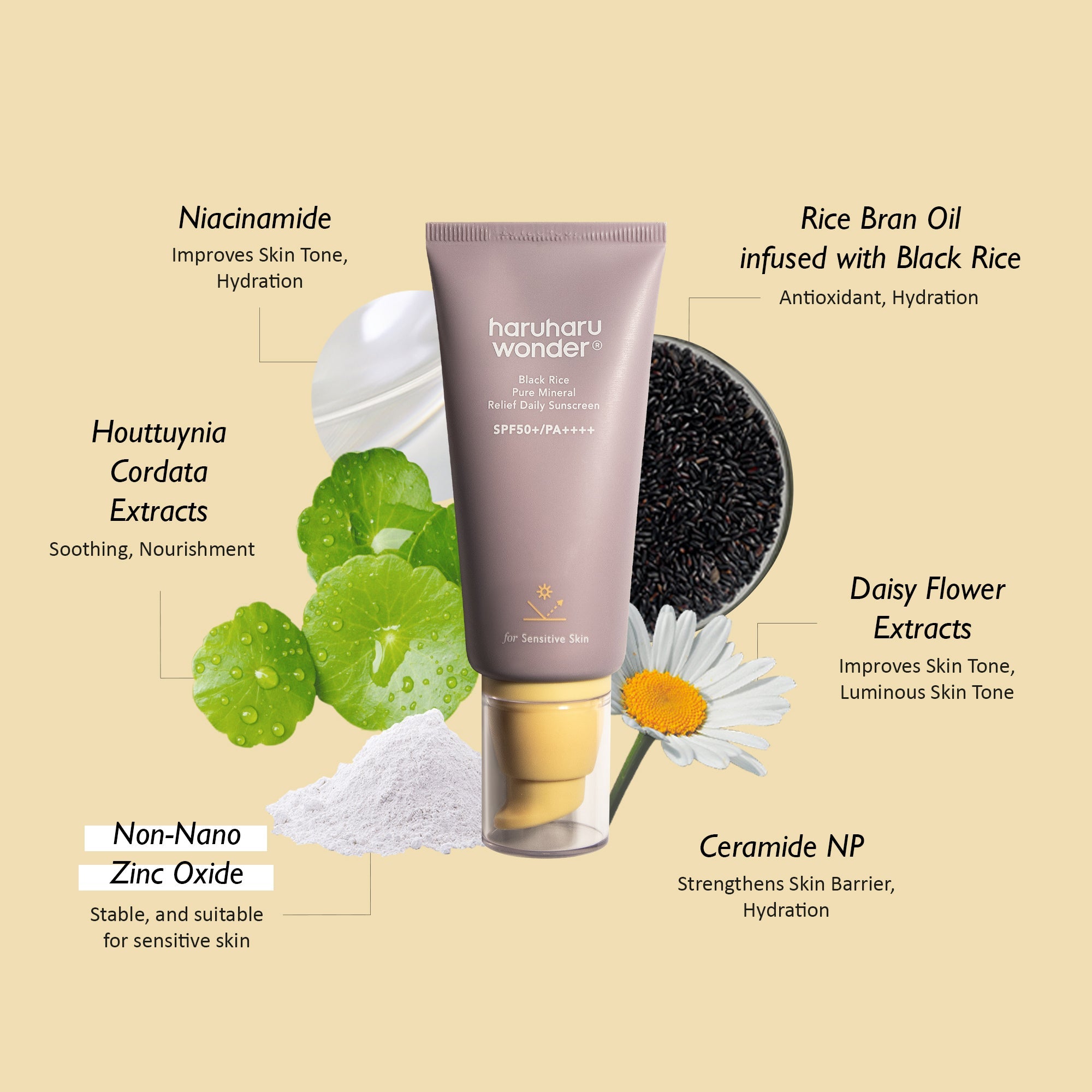 haruharu wonder Black Rice Moisture Pure Mineral Relief Sunscreen SPF50+ PA++++, 50ml (Exp 04/28)