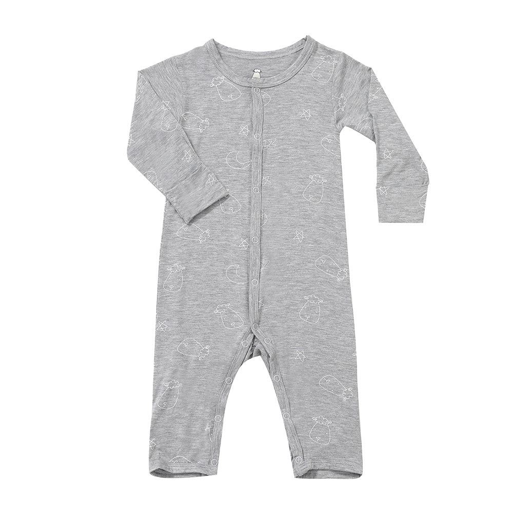 Baa Baa Sheepz Baby Middle Snap Romper - Sweet Dreams Baa Baa Grey