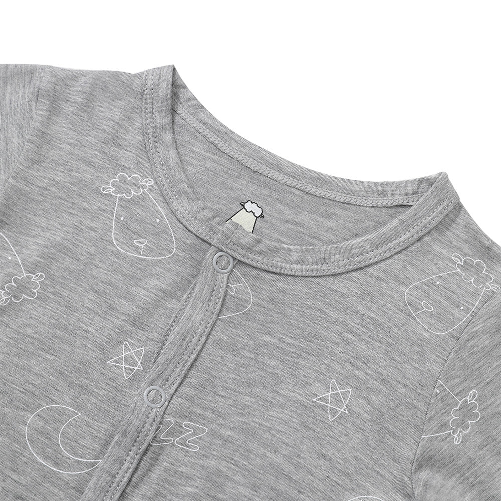 Baa Baa Sheepz Baby Middle Snap Romper - Sweet Dreams Baa Baa Grey