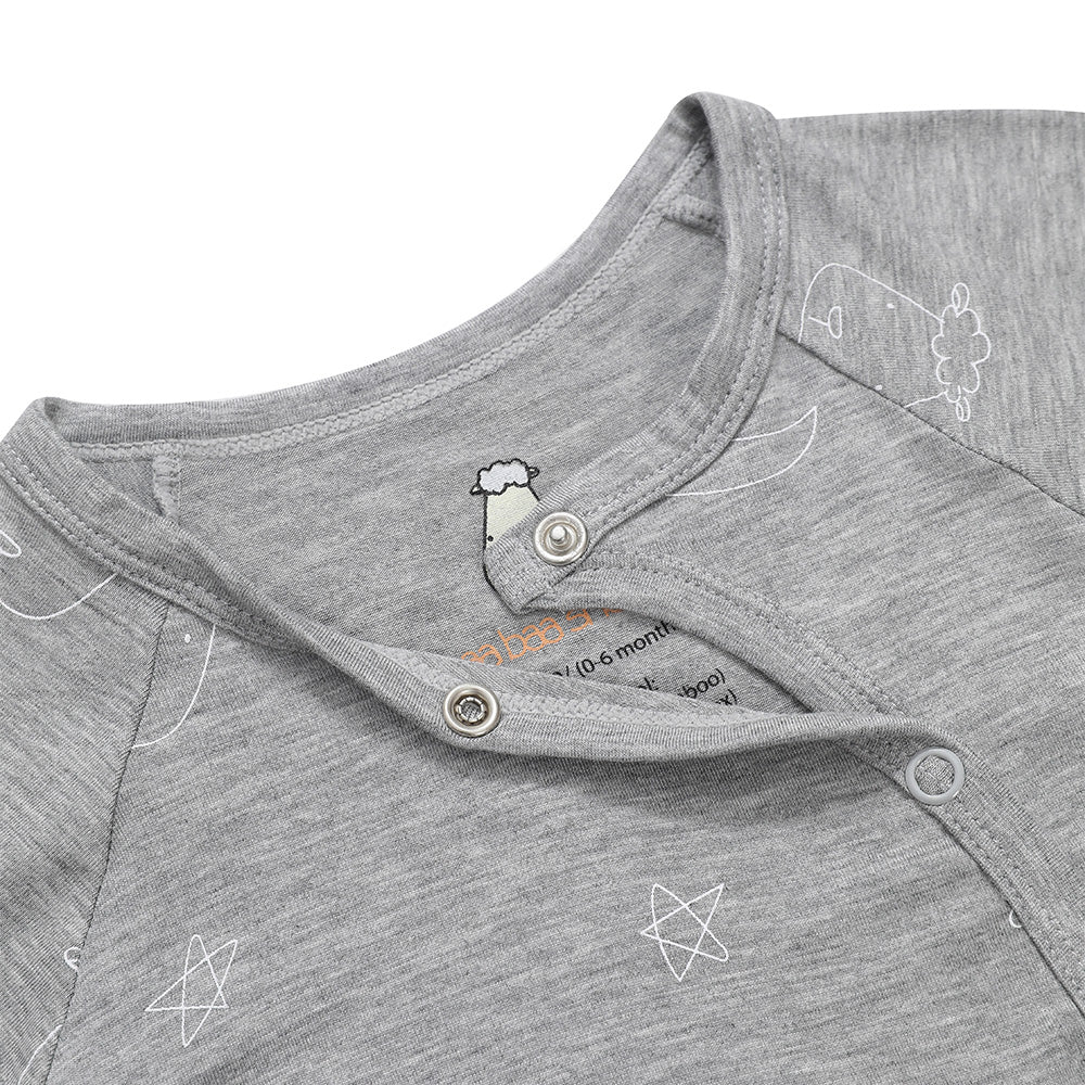 Baa Baa Sheepz Baby Side Snap Romper - Sweet Dreams Baa Baa Grey (3 Sizes)