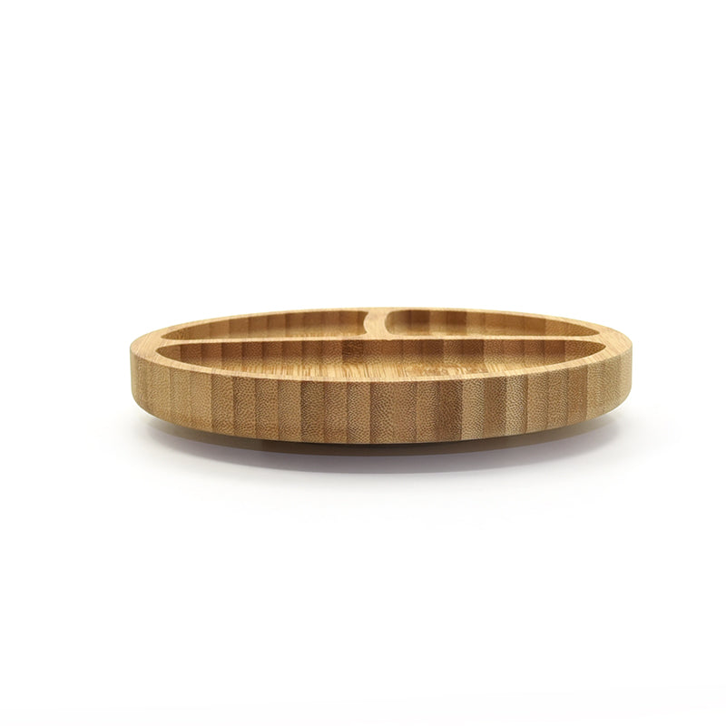 Biomom Bamboo Divided Round Suction Plate - Ochre